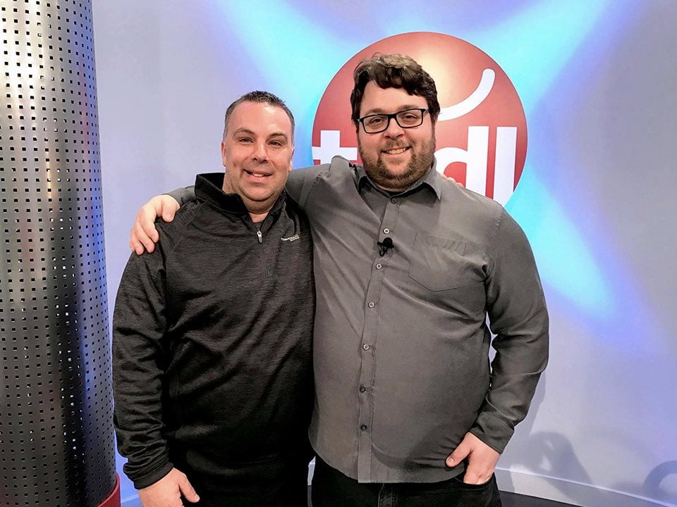 Pascal Thibeault et François Fortin dans les studios de TVDL